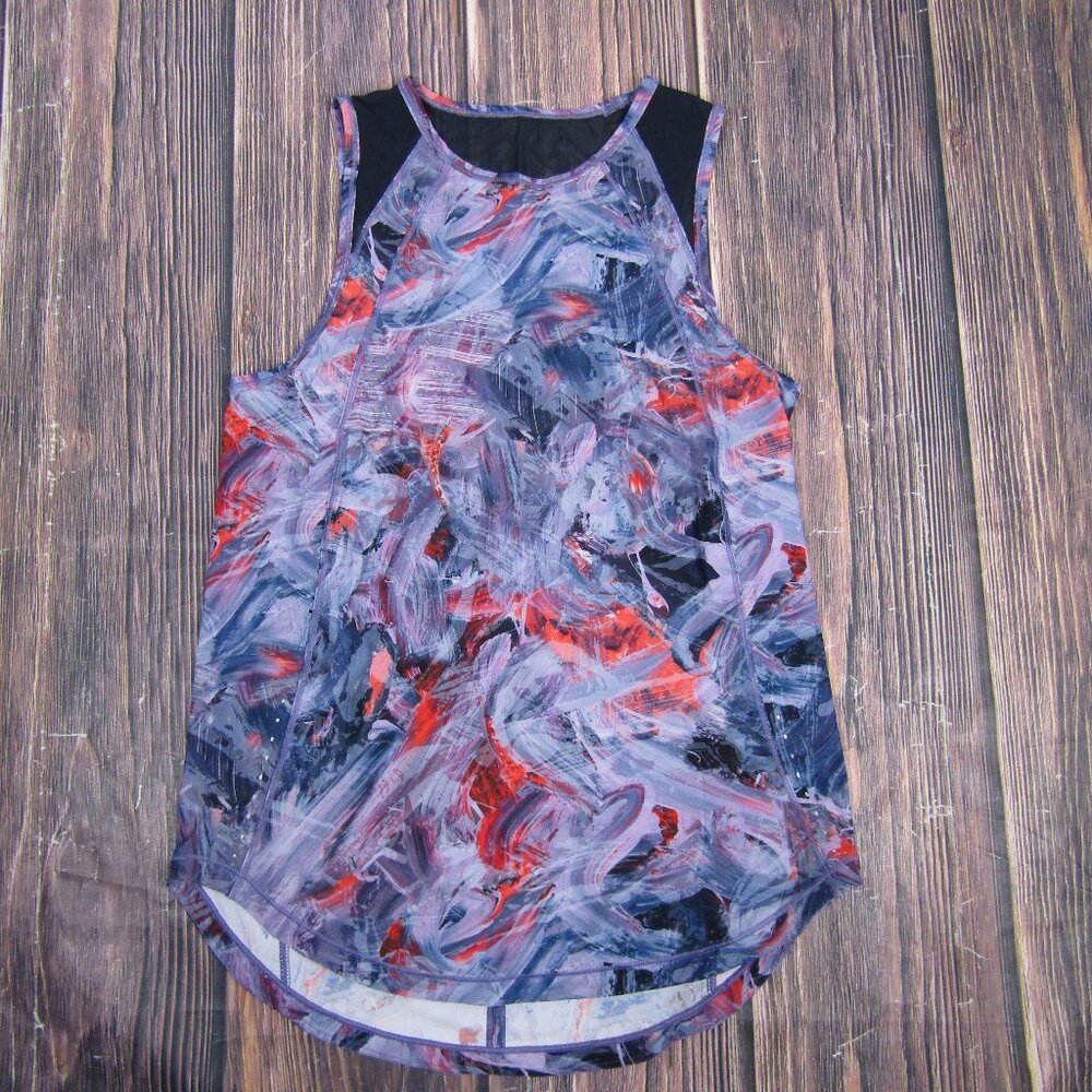 Lululemon Sculpt Tank Top Blue Red Tie Dye Yoga Gym Athletic Activewear‎ Size 2